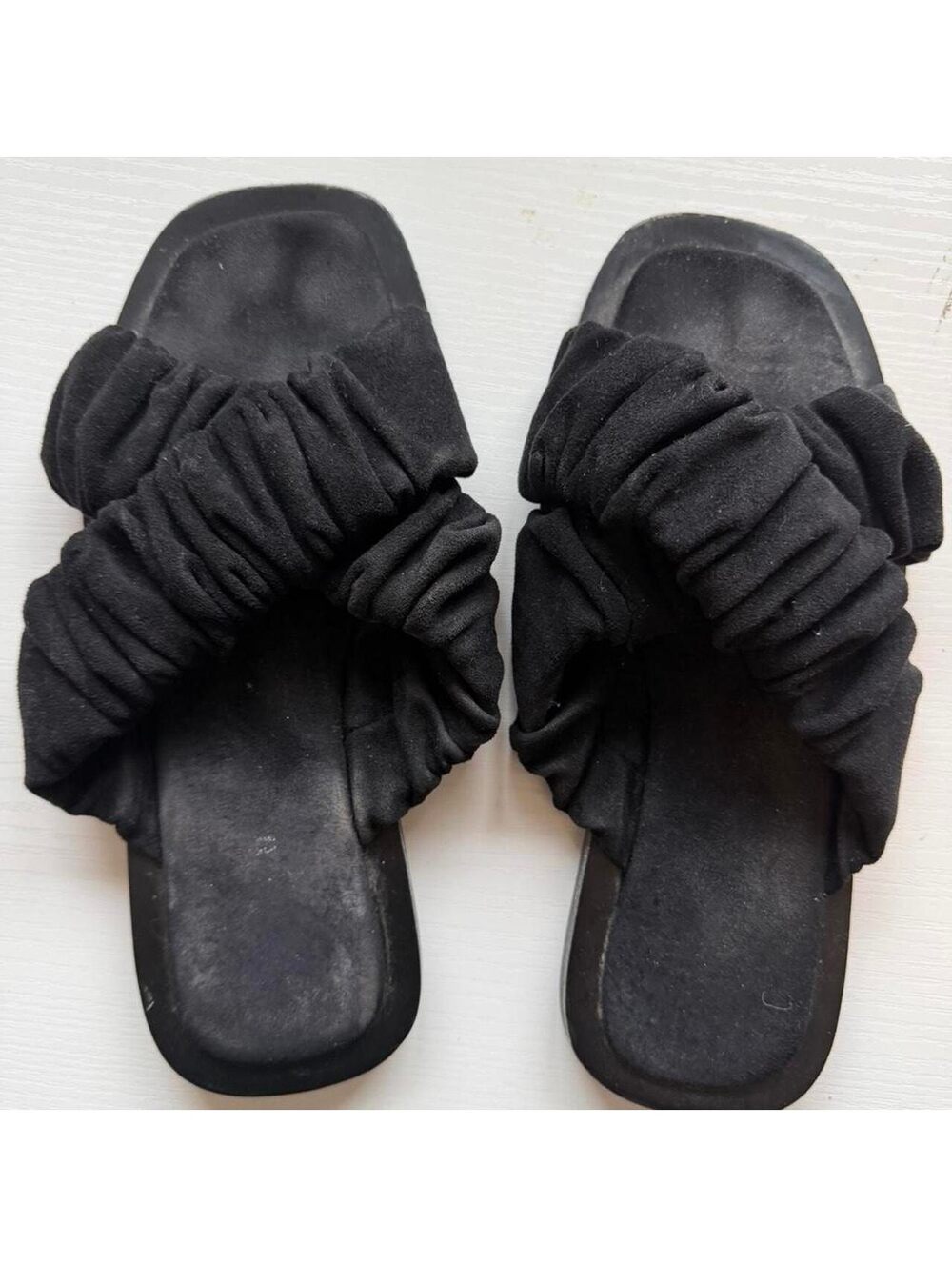MARC FISHER Women's Slide Sandals S. 36 Black & Camel Suede